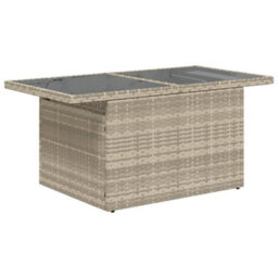 Vidaxl Garden Table With Glass Top Light Grey 100X55X73 Cm Poly Rattan - thumbnail 7