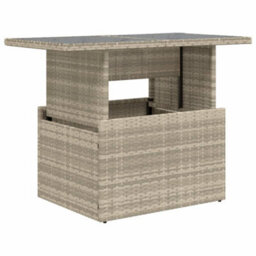 Vidaxl Garden Table With Glass Top Light Grey 100X55X73 Cm Poly Rattan - thumbnail 2