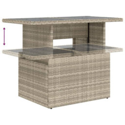 Vidaxl Garden Table With Glass Top Light Grey 100X55X73 Cm Poly Rattan - thumbnail 8