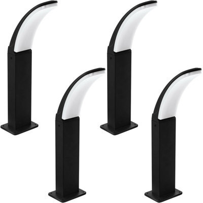 4 Pack Black Aluminium Ip44 Outdoor Pedestal Lights - Modern 11W Led Wall Lamps - image 1