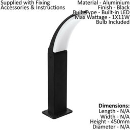 4 Pack Black Aluminium Ip44 Outdoor Pedestal Lights - Modern 11W Led Wall Lamps - thumbnail 2