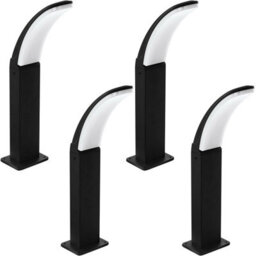 4 Pack Black Aluminium Ip44 Outdoor Pedestal Lights - Modern 11W Led Wall Lamps - thumbnail 1