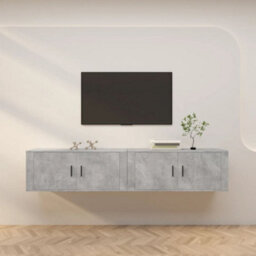 Berkfield Wall-Mounted Tv Cabinets 2 Pcs Concrete Grey 100X34.5X40 Cm - thumbnail 1