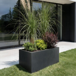 Set Of 2 Idealist™ 60Cm Planter Trough, Slate Grey Reinforced Stone Rectangular Planters, Outdoor Large Plant Pots L60 W30 H30 Cm - thumbnail 5