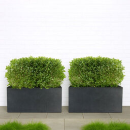 Set Of 2 Idealist™ 60Cm Planter Trough, Slate Grey Reinforced Stone Rectangular Planters, Outdoor Large Plant Pots L60 W30 H30 Cm - thumbnail 1