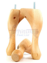 L&F Queen Anne Wooden Legs 200mm High Set Of 4 Natural Furniture Feet Settee Chairs  Sofas Footstools M10 (10mm) - thumbnail 4
