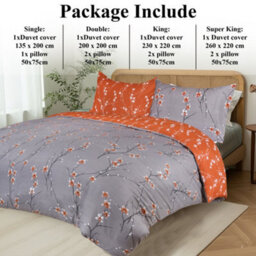 Aspire Homeware Printed Microfiber Duvet Cover Set, Rust Flower Reversible, King, (L)220Cm X (W)230Cm - thumbnail 6