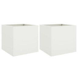 Berkfield Planters 2 Pcs White 42X40X39 Cm Steel - thumbnail 2