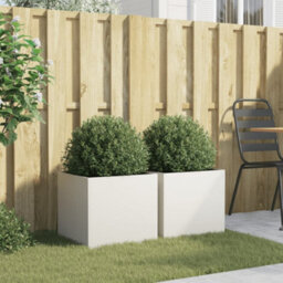 Berkfield Planters 2 Pcs White 42X40X39 Cm Steel - thumbnail 3