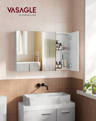 Songmics Kailyn Collection - Wall Cabinet With Mirror, 3-Door Storage Unit, Bathroom Mirror Cabinet, 15 X 90 X 60 Cm - image 1