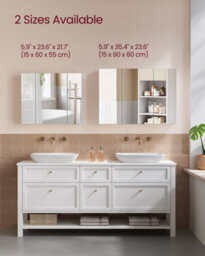 Songmics Kailyn Collection - Wall Cabinet With Mirror, 3-Door Storage Unit, Bathroom Mirror Cabinet, 15 X 90 X 60 Cm - thumbnail 7