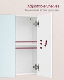 Songmics Kailyn Collection - Wall Cabinet With Mirror, 3-Door Storage Unit, Bathroom Mirror Cabinet, 15 X 90 X 60 Cm - thumbnail 5