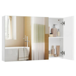 Songmics Kailyn Collection - Wall Cabinet With Mirror, 3-Door Storage Unit, Bathroom Mirror Cabinet, 15 X 90 X 60 Cm - thumbnail 2