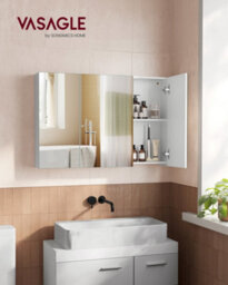 Songmics Kailyn Collection - Wall Cabinet With Mirror, 3-Door Storage Unit, Bathroom Mirror Cabinet, 15 X 90 X 60 Cm - thumbnail 1