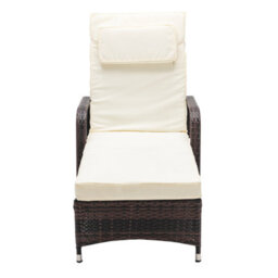 MCC Direct Rattan Sun Loungers Set Of 2 Reclining Sun Beds And Table Garden Furniture Venice Brown - thumbnail 3