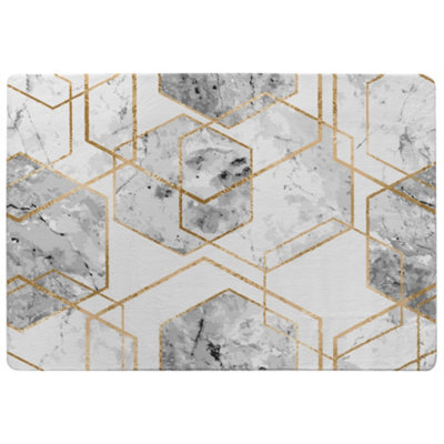 Benjamin Tate Design Geometric Marble Pattern With Gold Glitter Special Soft Home Rug - image 1