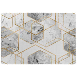 Benjamin Tate Design Geometric Marble Pattern With Gold Glitter Special Soft Home Rug
