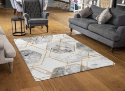 Benjamin Tate Design Geometric Marble Pattern With Gold Glitter Special Soft Home Rug - thumbnail 2