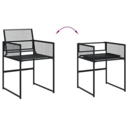Walplus 9 Piece Garden Outdoor Dining Set Suitable For Backyard, Patio Black Poly Rattan - thumbnail 4