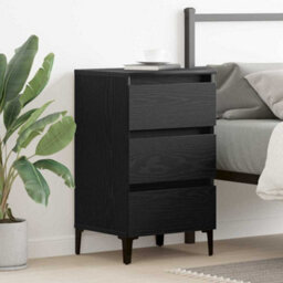 Berkfield Bedside Cabinet With Metal Leg Black Oak 40X35X69 Cm - thumbnail 1