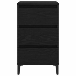 Berkfield Bedside Cabinet With Metal Leg Black Oak 40X35X69 Cm - thumbnail 6