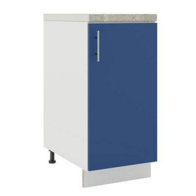 Jd Greta Adjustable Legs Kitchen Base Unit 400mm Storage Cabinet With Door Shelf 40Cm - Navy Blue Matt With Worktop - image 1