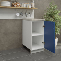 Jd Greta Adjustable Legs Kitchen Base Unit 400mm Storage Cabinet With Door Shelf 40Cm - Navy Blue Matt With Worktop - thumbnail 3