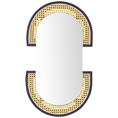Beliani Wall Mirror Stains 43 Cm 75 Cm Pe Rattan Natural - image 1