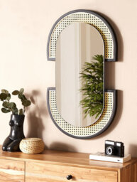 Beliani Wall Mirror Stains 43 Cm 75 Cm Pe Rattan Natural - thumbnail 2