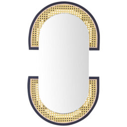 Beliani Wall Mirror Stains 43 Cm 75 Cm Pe Rattan Natural
