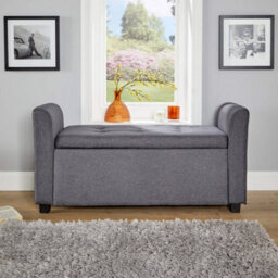 Home Source Verona Sleigh Style Window Bench Storage Seat Charcoal Grey - thumbnail 5