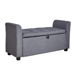 Home Source Verona Sleigh Style Window Bench Storage Seat Charcoal Grey - thumbnail 8
