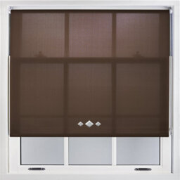 FURNISHED Trimmable Roller Blind With Triple Diamond Chrome Eyelet And Metal Fittings - Mocha Daylight Shade (W)200Cm X (L)165Cm