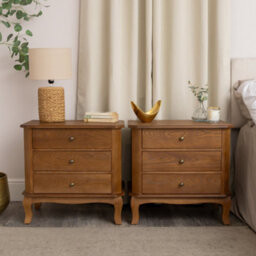 Melody Maison Pair Of Dark Wood 3 Drawer Extra Wide Bedside Tables - Ashwell Range - thumbnail 2