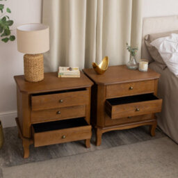 Melody Maison Pair Of Dark Wood 3 Drawer Extra Wide Bedside Tables - Ashwell Range - thumbnail 3