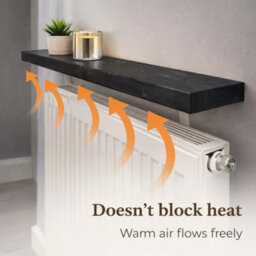 Mkgt Solid Wood Radiator Shelf, No Drill With Brackets, Handmade In Uk (Black, 130Cm) - thumbnail 3