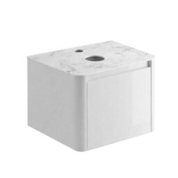 Plum&clay Mayfair Gloss White Wall Hung Bathroom Vanity Unit With White Marble Countertop (W)650mm (H)406mm - thumbnail 3