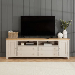 The Furniture Market Cheshire Dove Grey Painted Xxl Widescreen Tv Unit Stand Up To 100 Tv Size - thumbnail 2