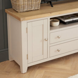 The Furniture Market Cheshire Dove Grey Painted Xxl Widescreen Tv Unit Stand Up To 100 Tv Size - thumbnail 3