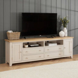 The Furniture Market Cheshire Dove Grey Painted Xxl Widescreen Tv Unit Stand Up To 100 Tv Size - thumbnail 1