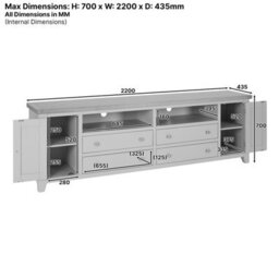 The Furniture Market Cheshire Dove Grey Painted Xxl Widescreen Tv Unit Stand Up To 100 Tv Size - thumbnail 9