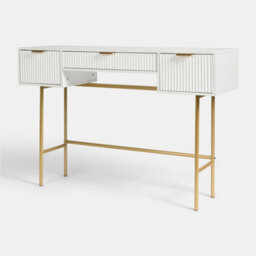 Ohs Ribbed Dressing Table Vanity Makeup Desk With 3 Drawers - thumbnail 4