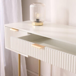 Ohs Ribbed Dressing Table Vanity Makeup Desk With 3 Drawers - thumbnail 2