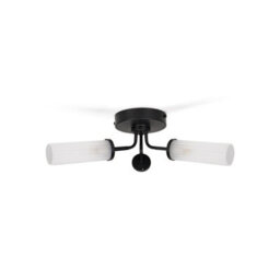 Valuelights Canya Black Ip44 Bathroom 3 Way Reeded Glass Flush Ceiling Light With Led Bulbs - thumbnail 1