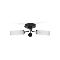 Valuelights Canya Black Ip44 Bathroom 3 Way Reeded Glass Flush Ceiling Light With Led Bulbs - thumbnail 4