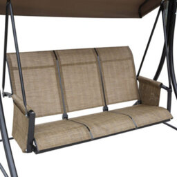 Outsunny 3 Seat Metal Fabric Backyard Balcony Patio Swing Chair W/ Canopy Brown - thumbnail 8