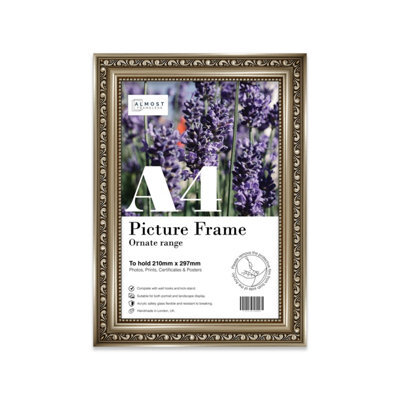 A4 Gunmetal  Ornate Picture Frame (29.7 X 21Cm) Poster, Photo, Artwork, Gallery Wall Or Print - image 1