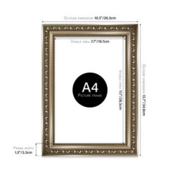 A4 Gunmetal  Ornate Picture Frame (29.7 X 21Cm) Poster, Photo, Artwork, Gallery Wall Or Print - thumbnail 2