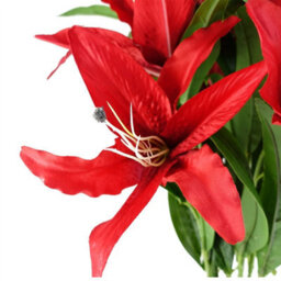 Leaf 100Cm Large Red Lily Stem - 3 Flowers - thumbnail 2