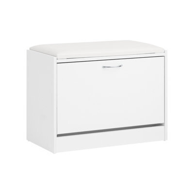 Sobuy Shoe Storage Bench Shoe Cabinet With Flip Drawer And Pu Leather Seat,fsr16-W - image 1